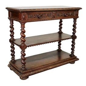 French lift top server with barley twist legs & marble surface