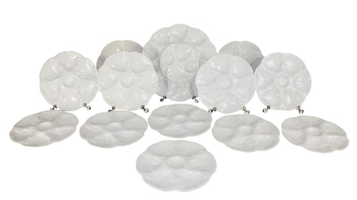 Lot of 12 Gien France oyster plates with platter