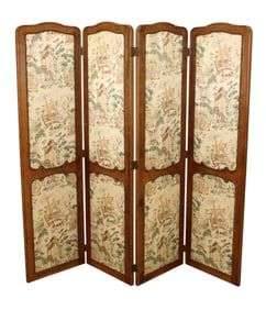 French Louis XV style carved walnut 4 panel screen