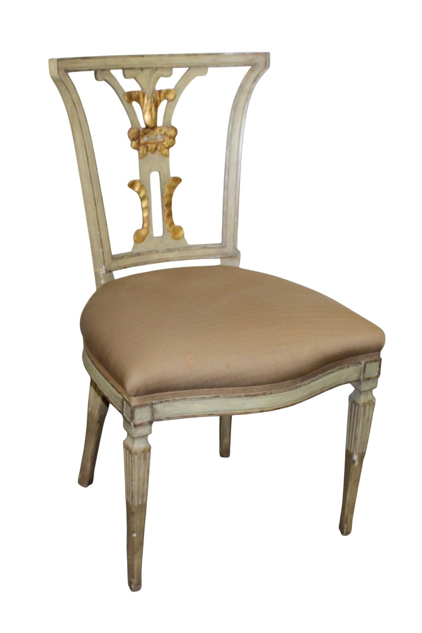 Michael Taylor pierce carved back side chair with painted and gilt finish (1 of 11)