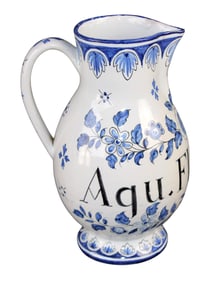 French blue & white faience apothecary pitcher