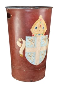 English hand painted kindling bucket with handles