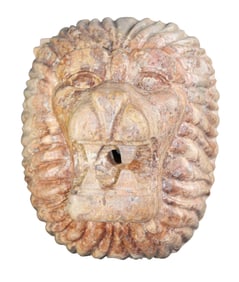 Carved marble lion mask fountain head