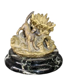 French bronze matches holder with dogs