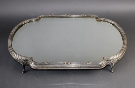 French Louis XVI style silverplate and mirrored plateau 'surtout' tray