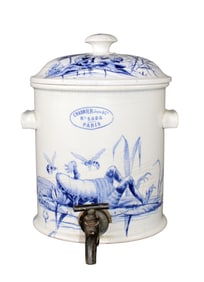 French ceramic drinks dispenser with frog