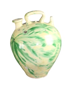 French oversize glazed terra cotta cruche pitcher