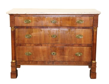 French Empire 3 drawer commode with marble top