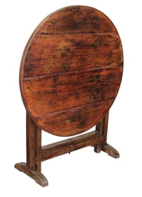 French tilt top vintners table in pine