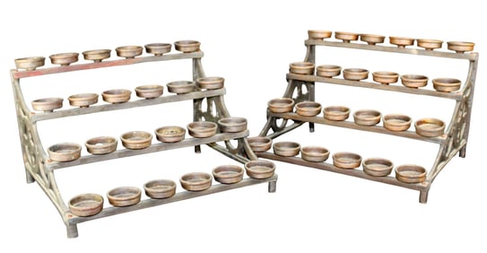 Pair of French Catholic offertory candle votive holders