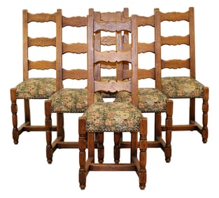 Lot of 6 French rustic ladder back chairs