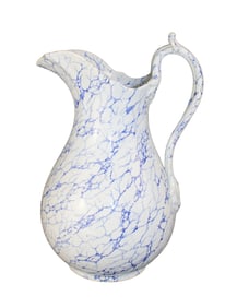French Creil Montrueil blue and white pitcher