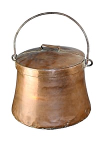 French copper cauldron with iron handle