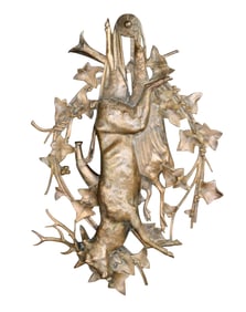 French relief bronze game motif plaque