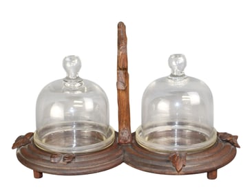 Black Forest cheese server with glass cloches