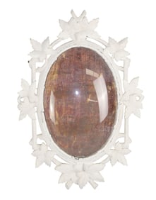 Black Forest naturalistic carved frame in painted finish with convex glass