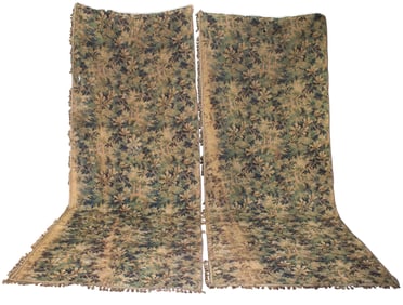 Lot of 2 French verdure tapestry curtain panels