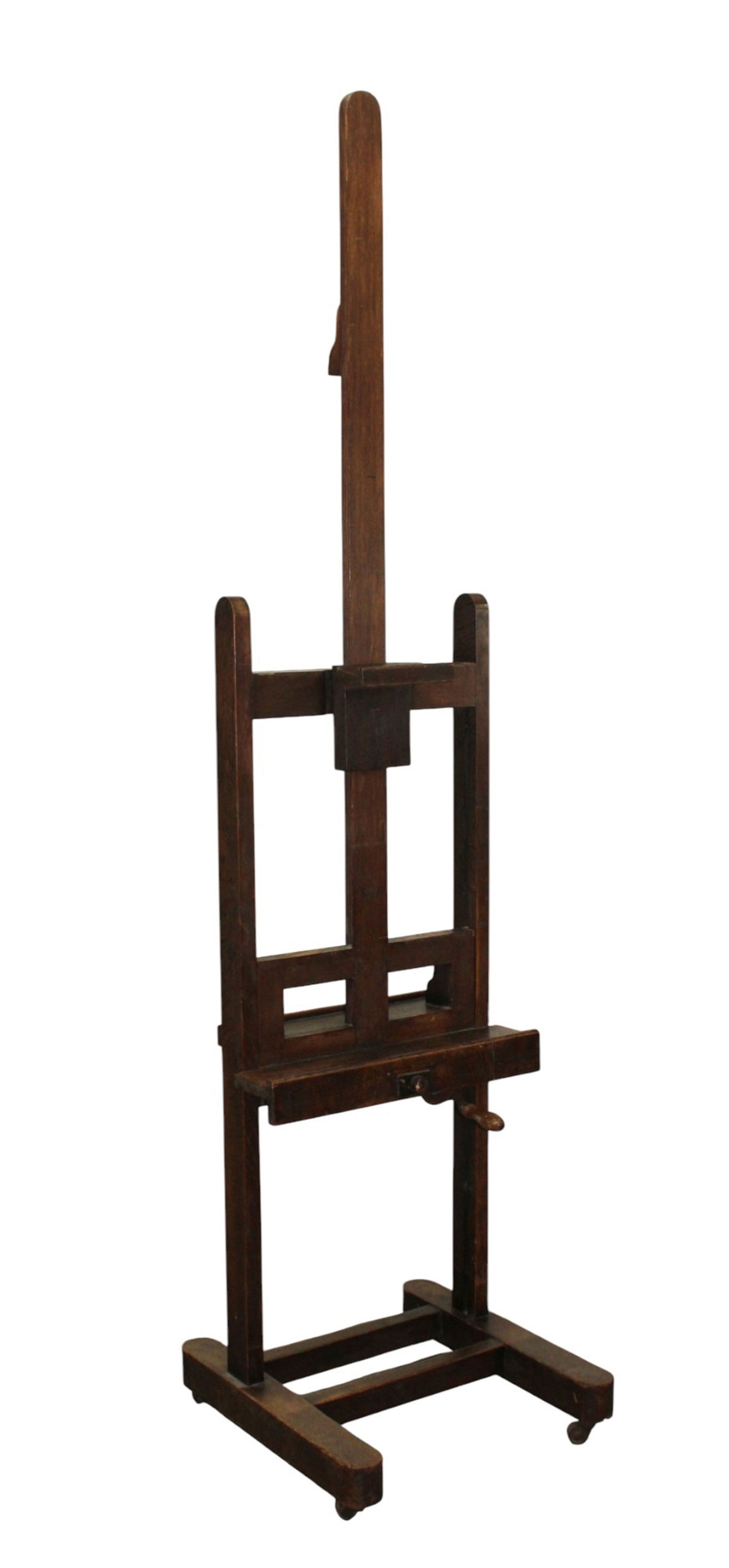 French adjustable artist easel in oak with crank handle (1 of 12)