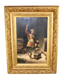 Joseph Noel Sylvestre (1847-1926) interior tavern scene with musketeer