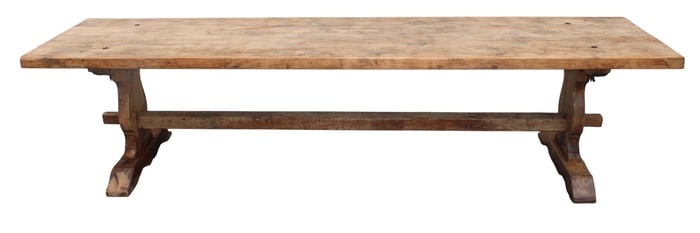 Large French refectory table in pine
