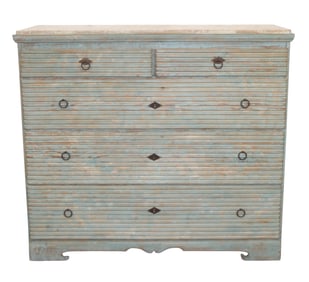 Swedish reeded 2 over 3 drawer commode