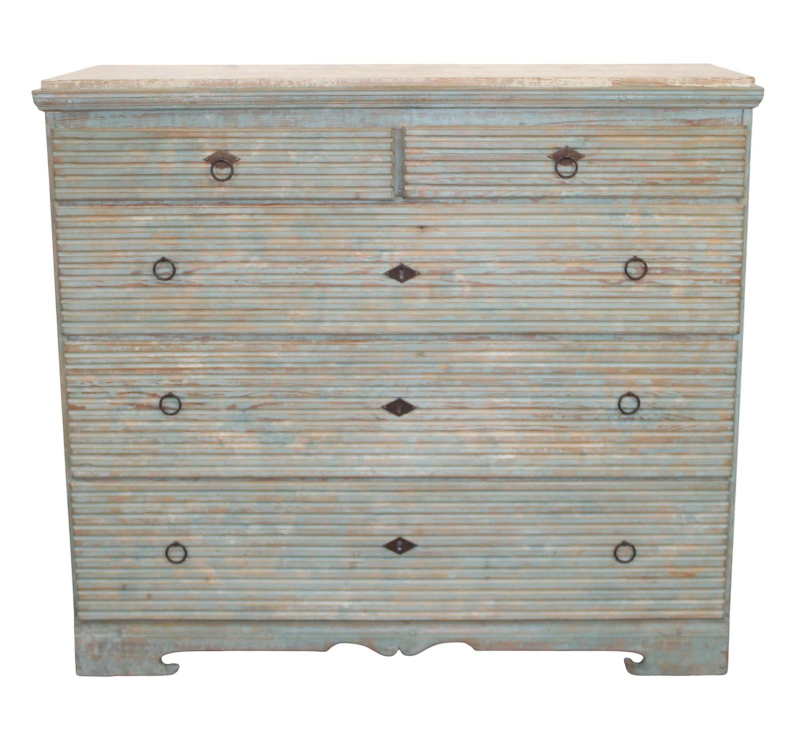Swedish reeded 2 over 3 drawer commode (1 of 7)