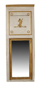 French Empire trumeau mirror with gilt cupid