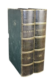 Lot of 2 French leather bound Herbier folio boxes