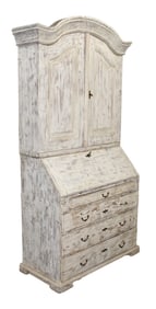 Swedish slant front bureau bookcase in pine