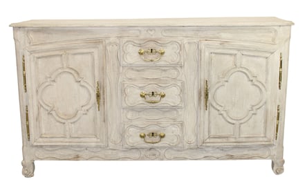 French 18th century carved and weathered oak sideboard
