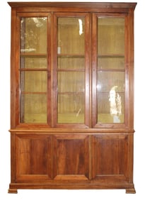 Grand scale French Louis Philippe 3 door bookcase in walnut