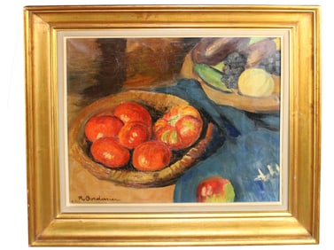 Robert Bordarier (French, 1906 -?) oil on canvas painting still life with tomatoes