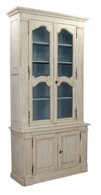 French buffet deux corps bookcase with painted finish and wire doors