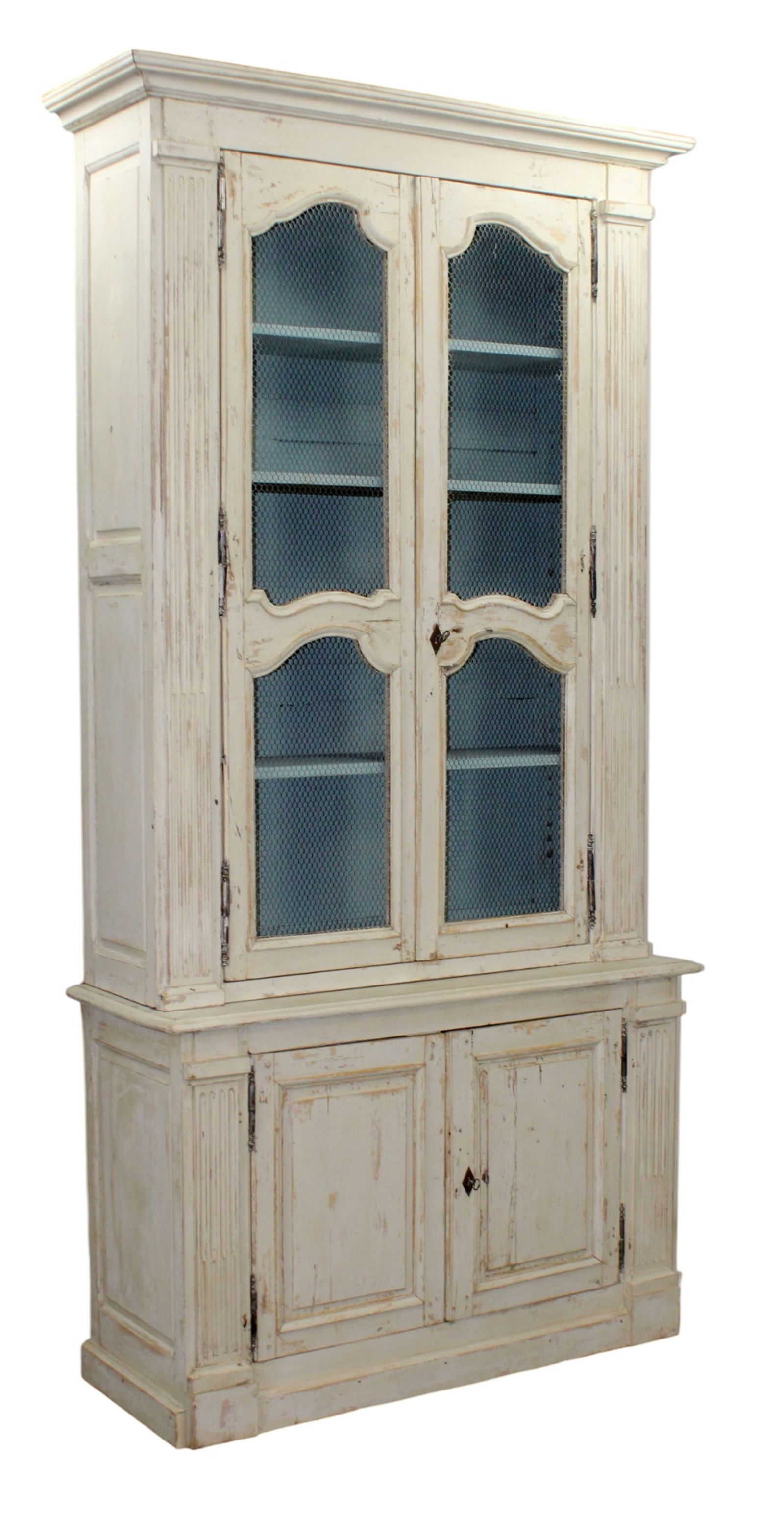 French buffet deux corps bookcase with painted finish and wire doors (1 of 13)