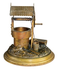French bronze wishing well sculpture