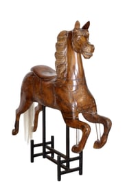 Italian 19th century hand carved horse mounted on iron stand