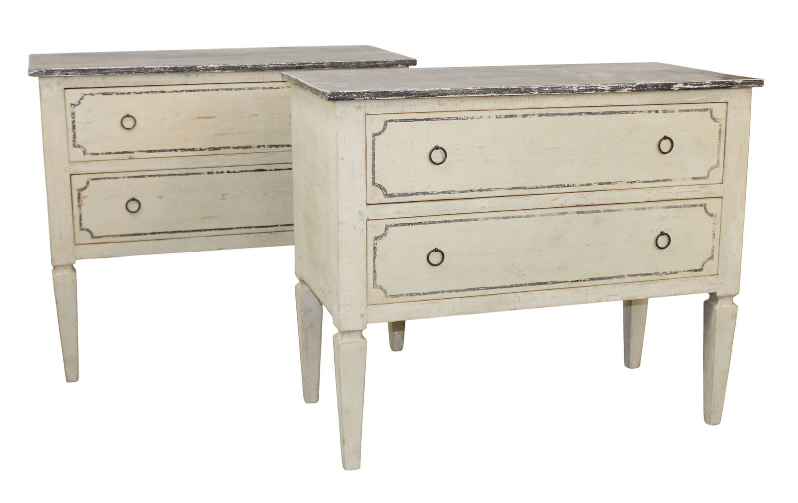 Pair of French 2 drawer commodes on legs with painted finish (1 of 15)