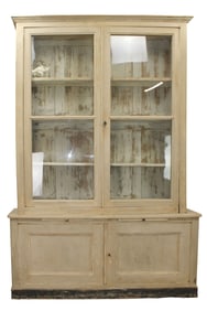 French Louis Philippe 2 door bookcase in walnut with painted finish