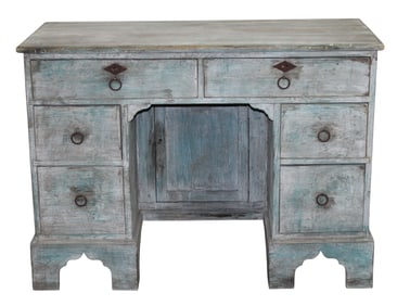 French pedestal desk in pine with painted finish