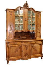 French Louis XV style carved walnut buffet with paned glass