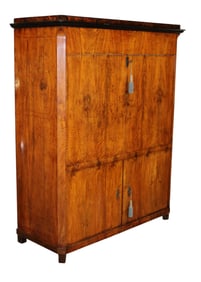 Biedermeier fall front secretary cabinet in walnut with burled walnut