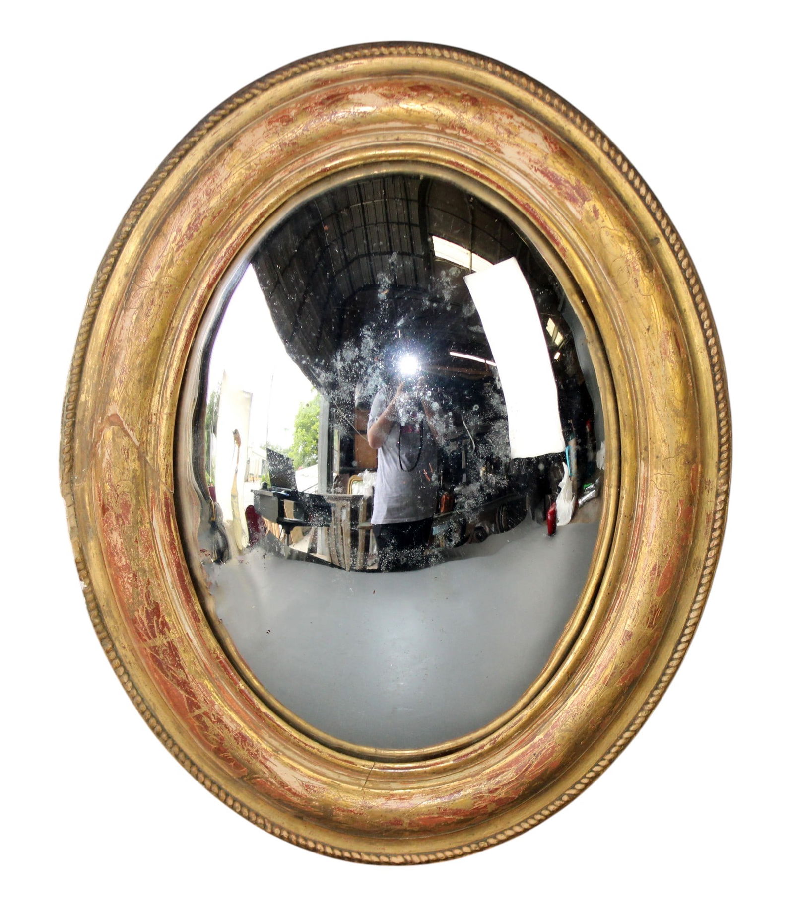 French Louis Philippe gold leaf oval mirror with convex glass (1 of 8)