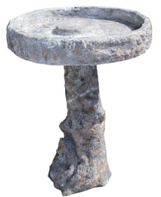 Faux bois naturalistic birdbath in concrete