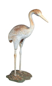 French painted iron garden sculpture of crane