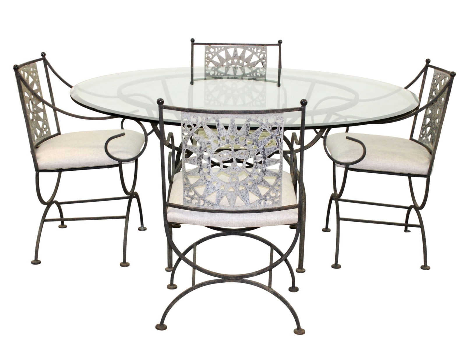 Arthur Umanoff for Shaver Howard Mayan Sunburst 5pc iron and glass patio set (1 of 13)