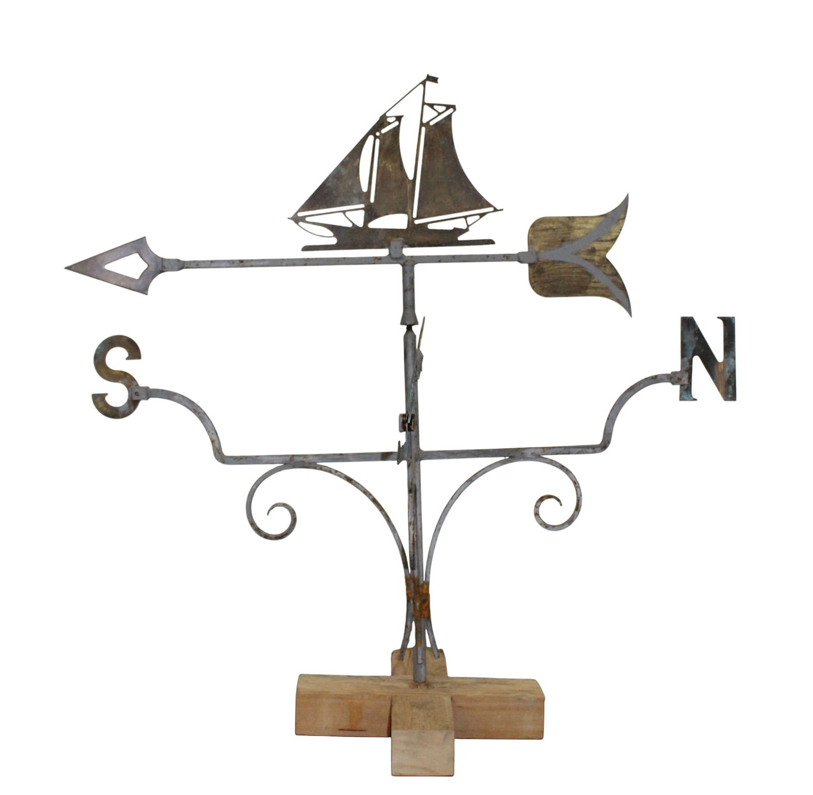 French iron weathervane with sailing ship (1 of 9)