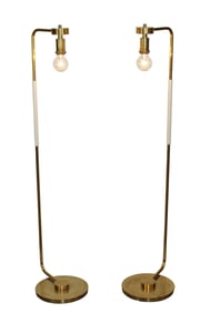 Pair of French brushed brass floor lamps