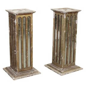 Pair of Italian fluted mirrored pedestals