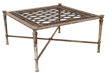 French bronze panel with rosettes mounted as coffee table