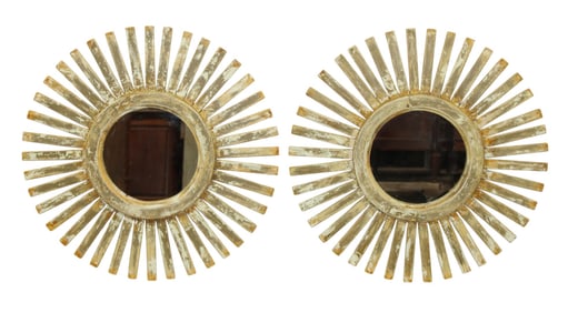 Pair of French sunburst mirrors